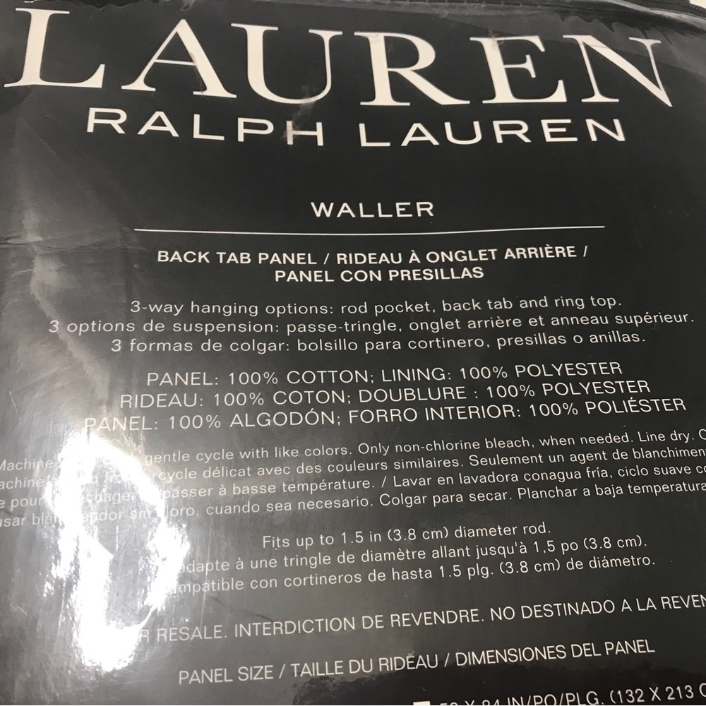 Lauren by Ralph Lauren Waller Back Tab Curtain Panel 52" x 108" - Picture 5 of 5